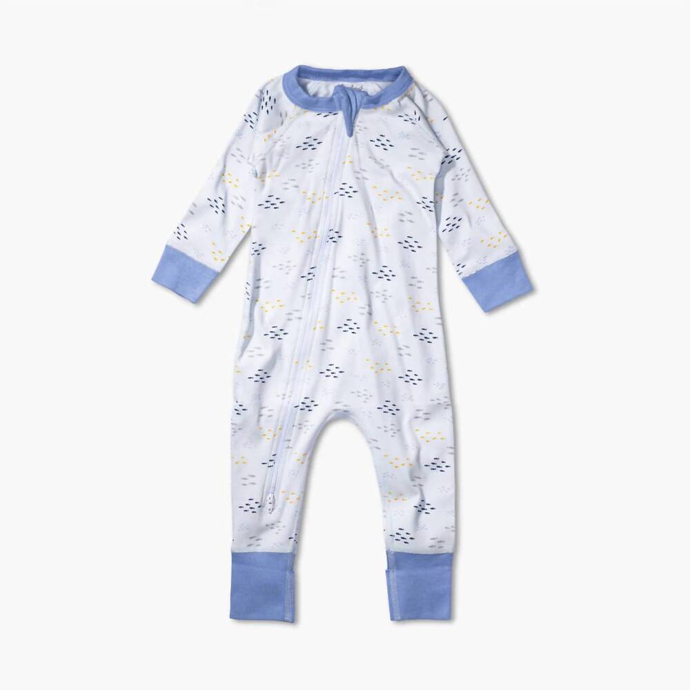 NEW SAPLING ORGANIC baby zip romper in sardines